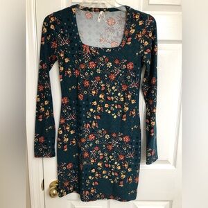 Mudd Teal Floral Long Sleeve Dress